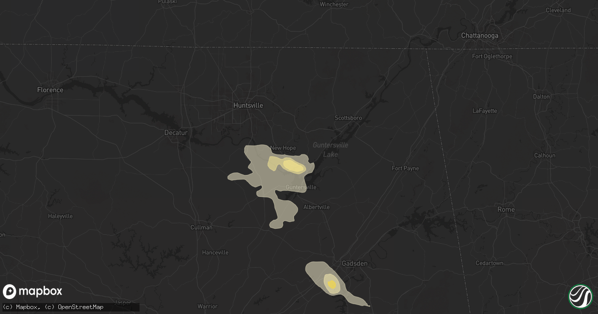 Hail map in Grant, AL on August 2, 2024