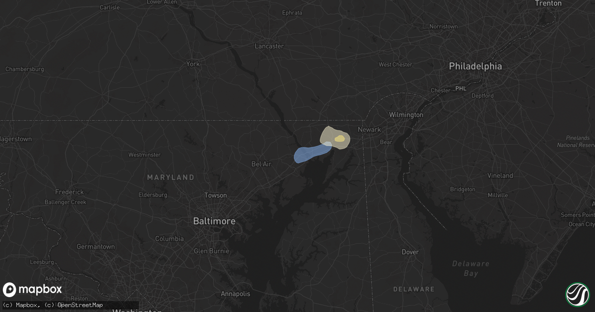 Hail map in Havre De Grace, MD on August 2, 2024