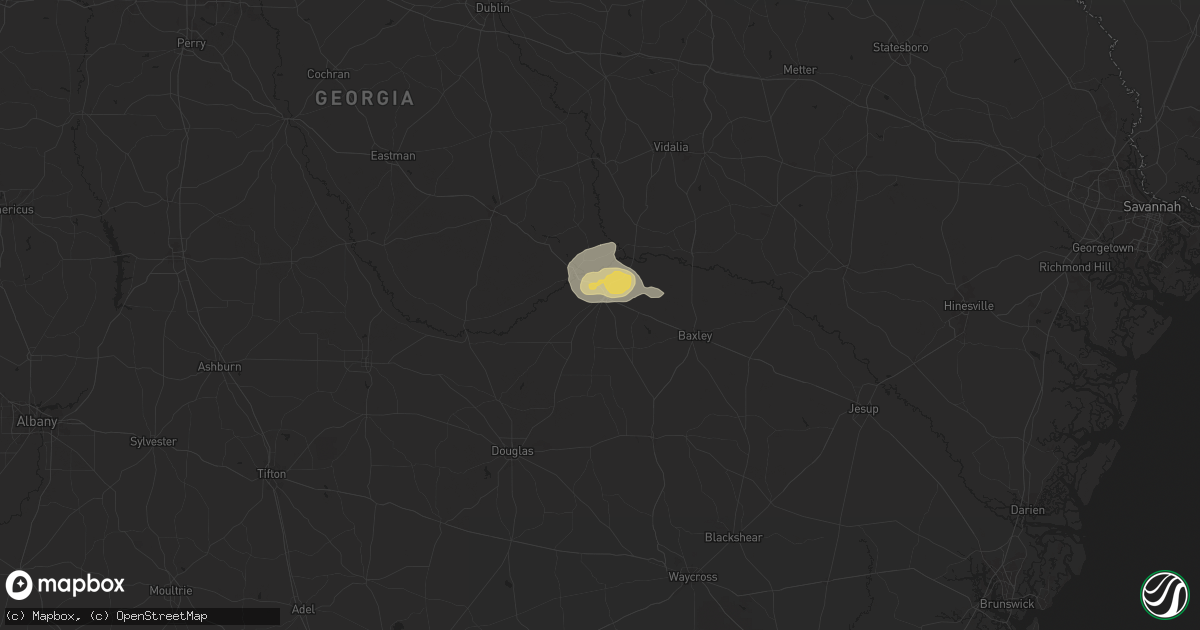 Hail map in Hazlehurst, GA on August 2, 2024