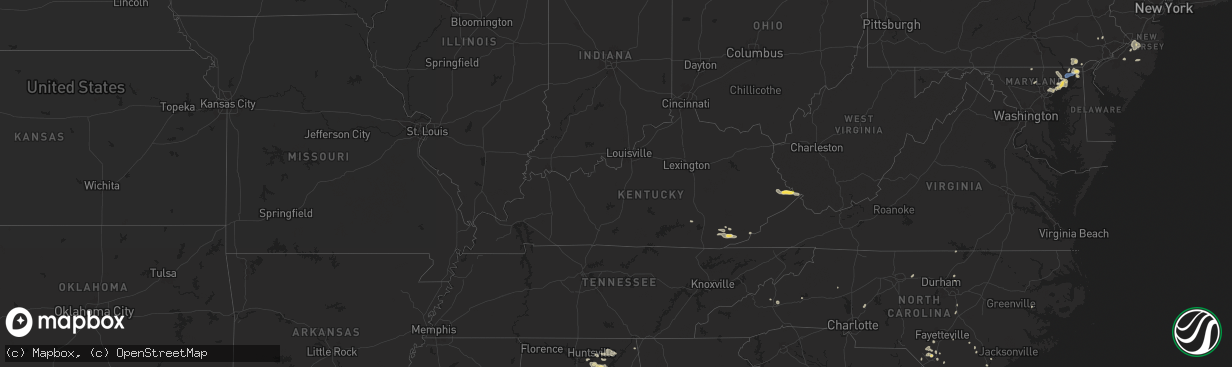 Hail map in Kentucky on August 2, 2024