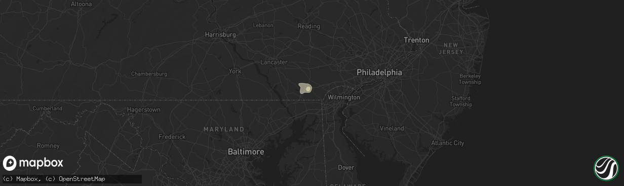 Hail map in Lincoln University, PA on August 2, 2024