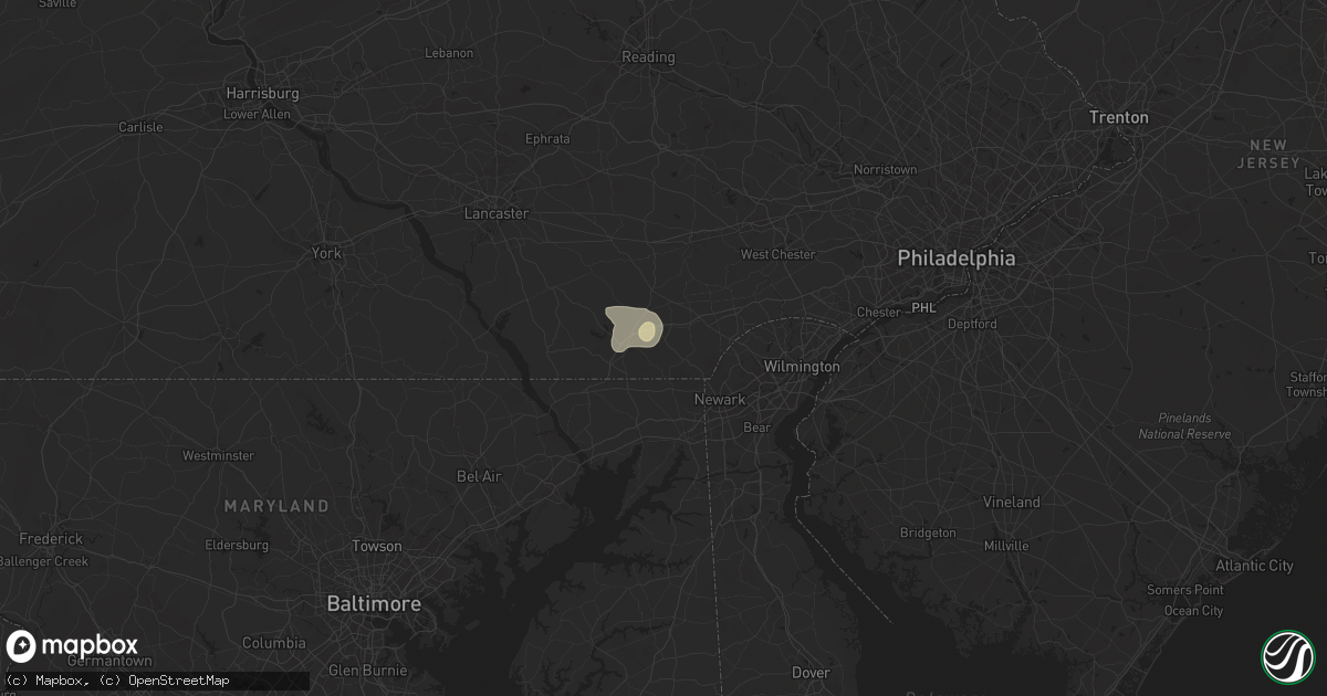 Hail map in Lincoln University, PA on August 2, 2024
