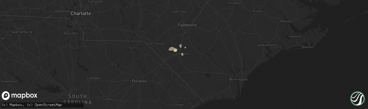 Hail map in Lumberton, NC on August 2, 2024