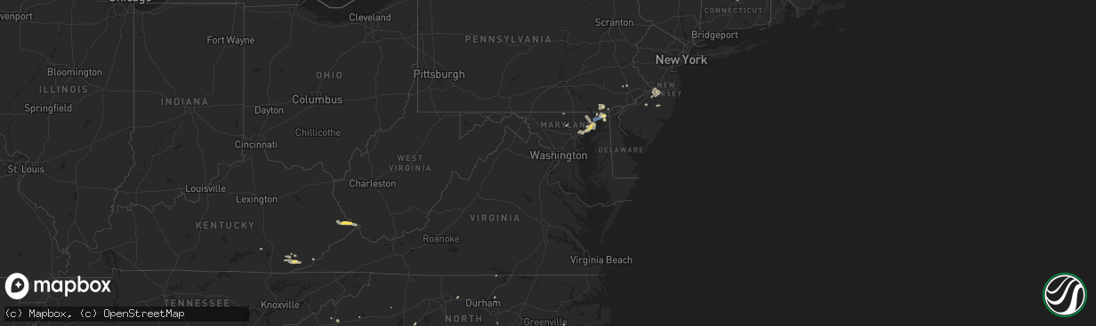 Hail map in Maryland on August 2, 2024