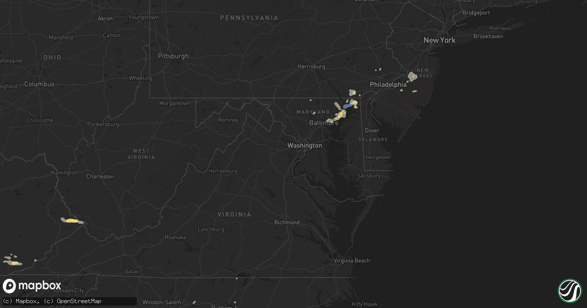 Hail map in Maryland on August 2, 2024