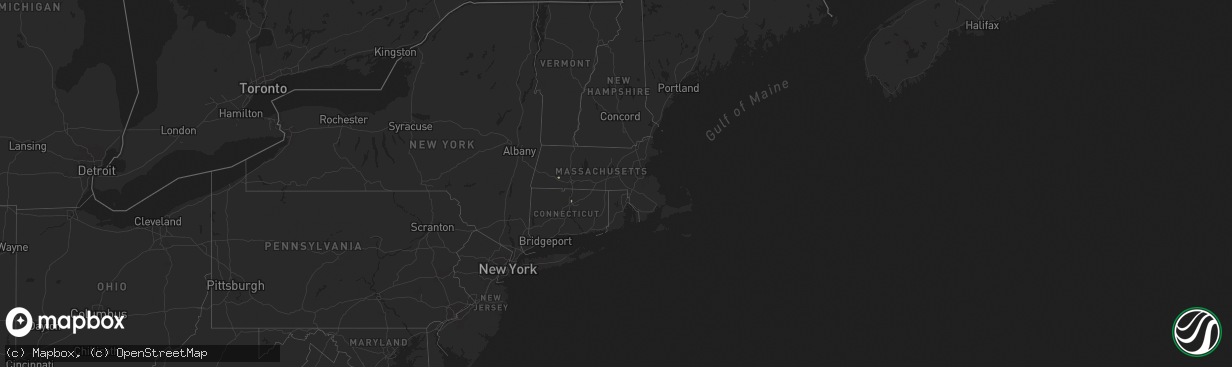 Hail map in Massachusetts on August 2, 2024