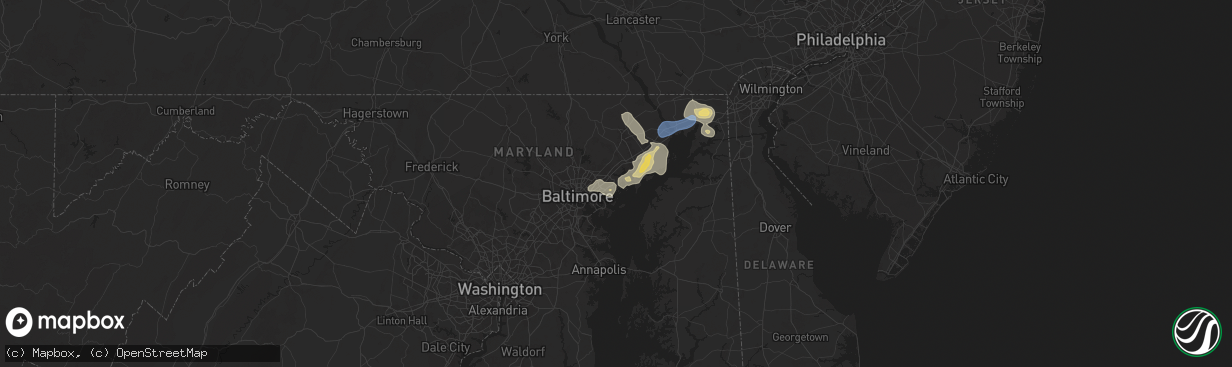 Hail map in Middle River, MD on August 2, 2024