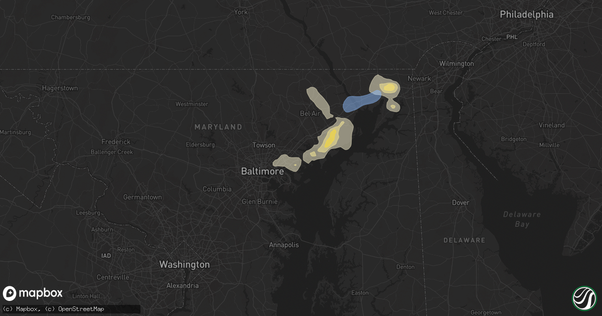 Hail map in Middle River, MD on August 2, 2024