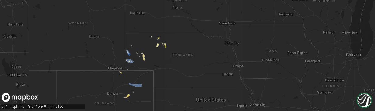 Hail map in Nebraska on August 2, 2024