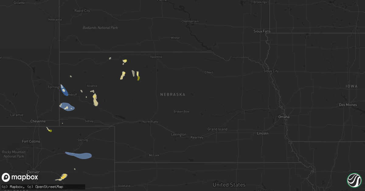 Hail map in Nebraska on August 2, 2024