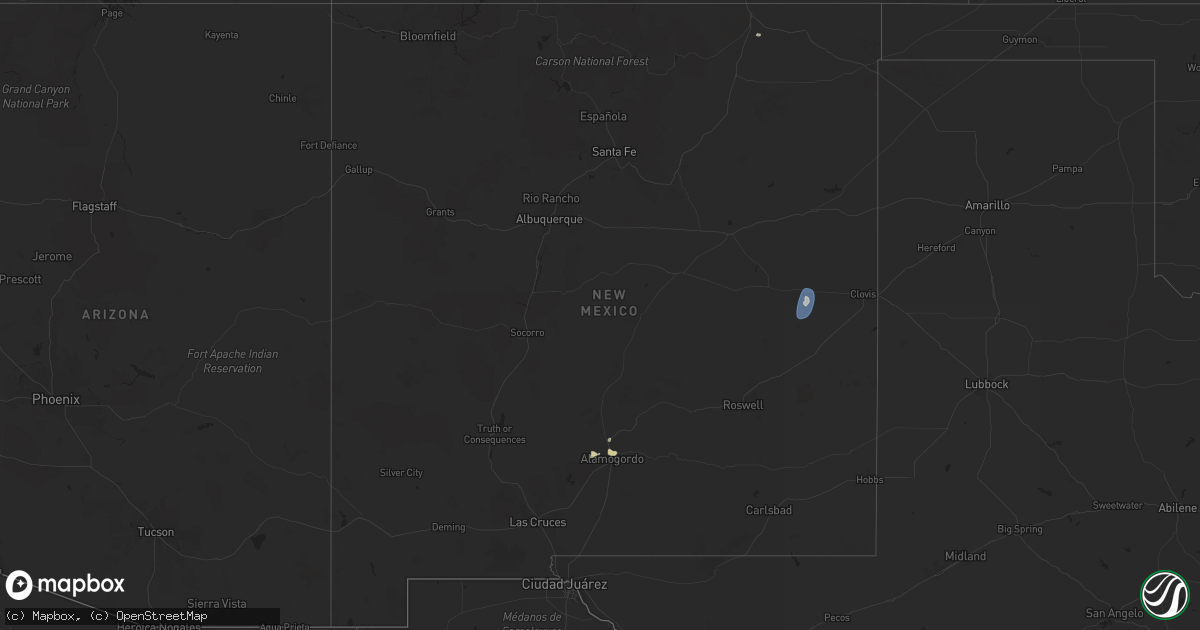 Hail map in New Mexico on August 2, 2024