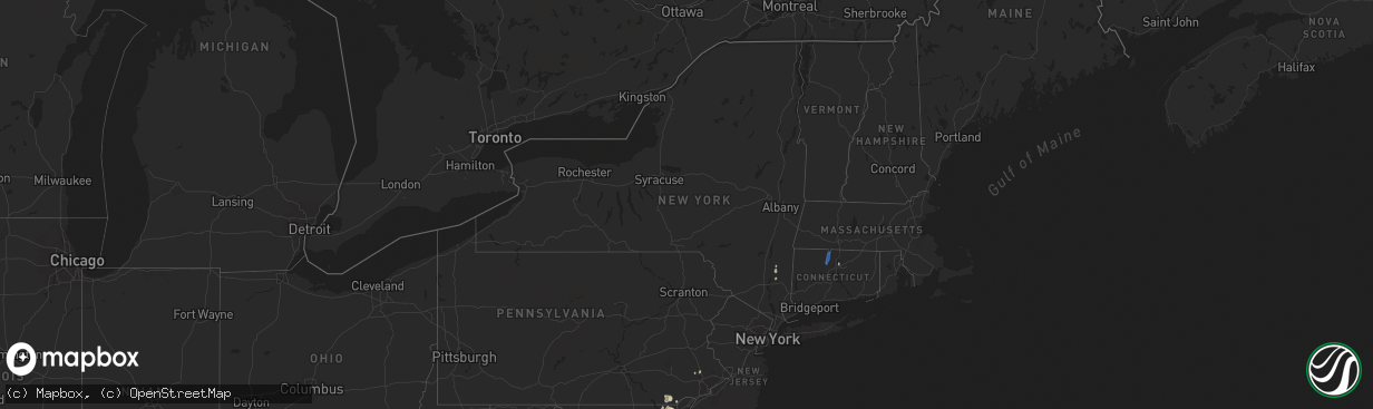 Hail map in New York on August 2, 2024