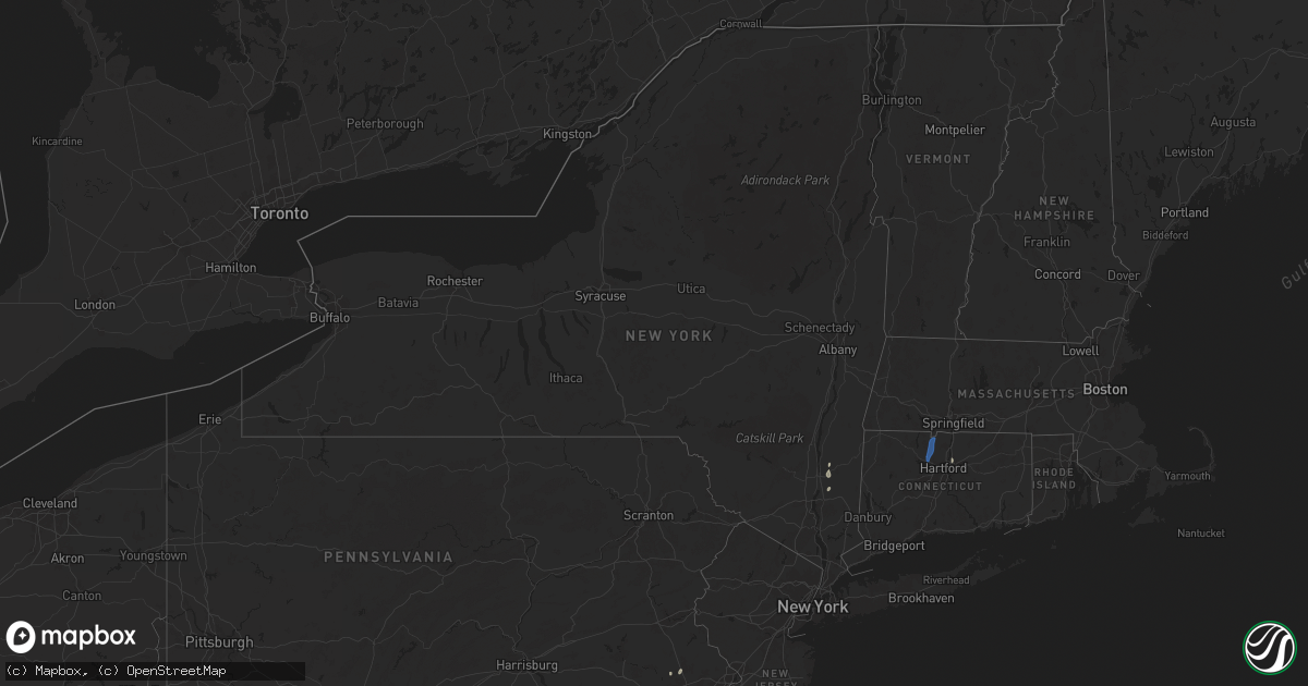 Hail map in New York on August 2, 2024