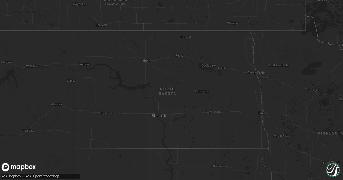 Hail map in North Dakota on August 2, 2024