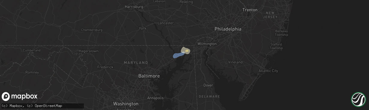 Hail map in North East, MD on August 2, 2024