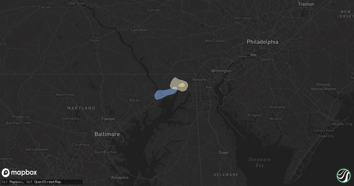 Hail map in North East, MD on August 2, 2024
