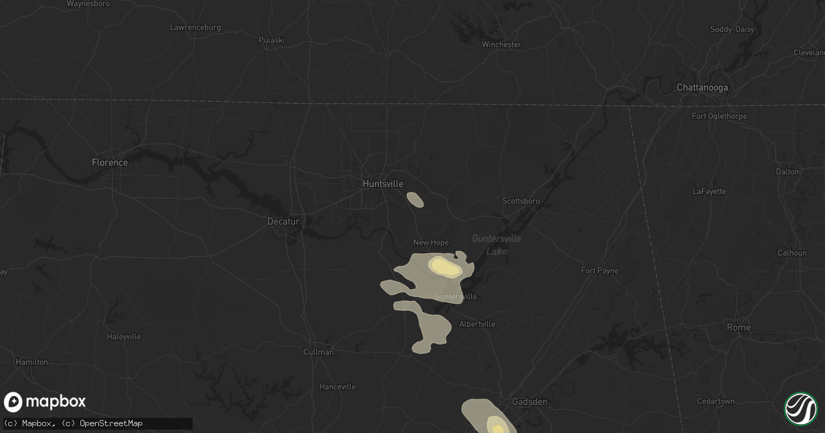 Hail map in Owens Cross Roads, AL on August 2, 2024