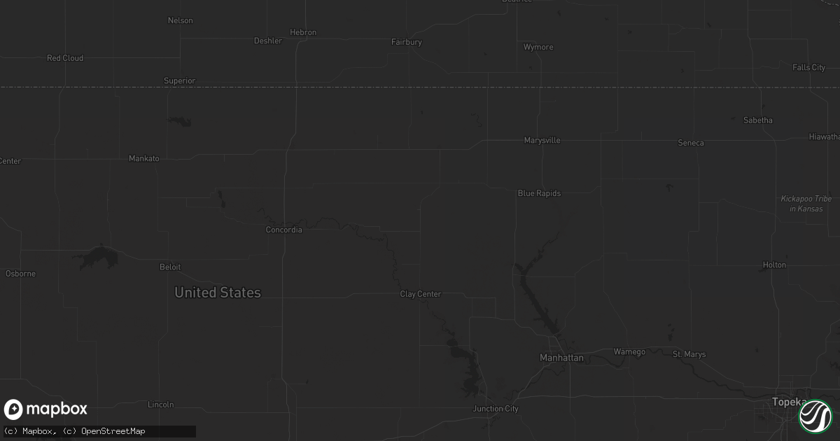 Hail map in Palmer, KS on August 2, 2024