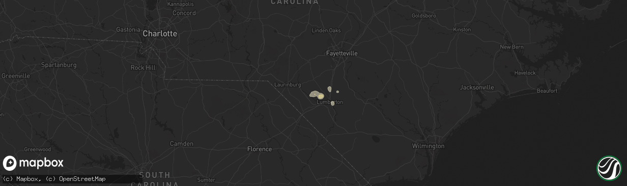 Hail map in Pembroke, NC on August 2, 2024