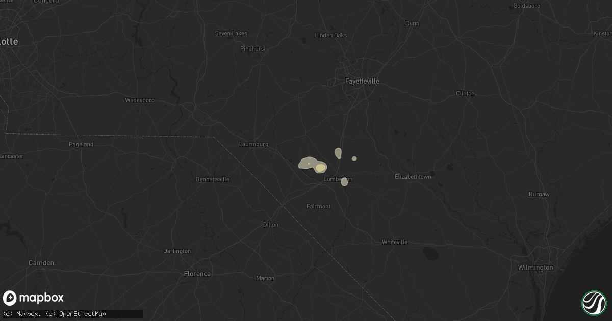 Hail map in Pembroke, NC on August 2, 2024