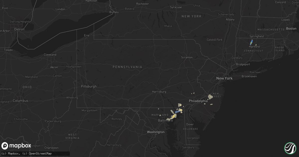 Hail map in Pennsylvania on August 2, 2024