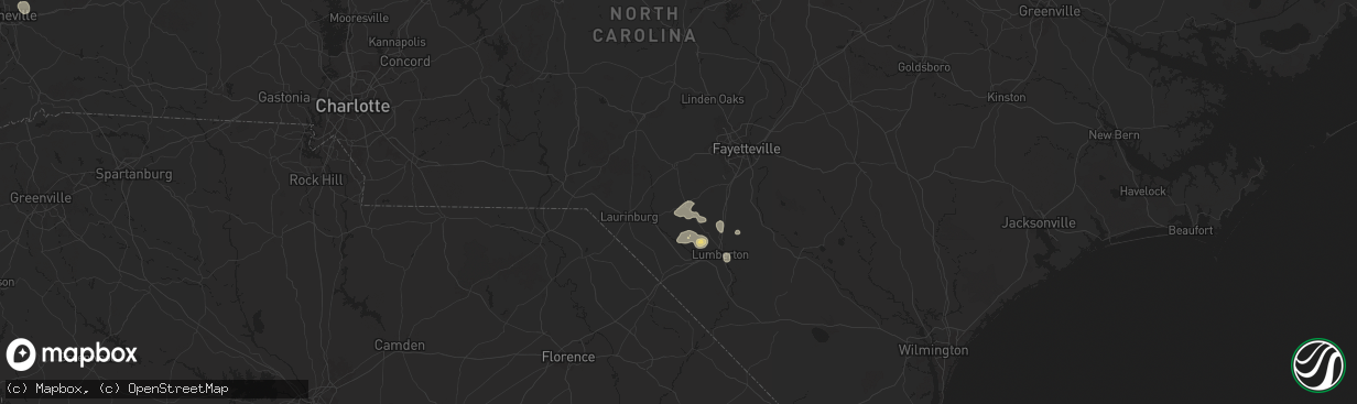 Hail map in Red Springs, NC on August 2, 2024