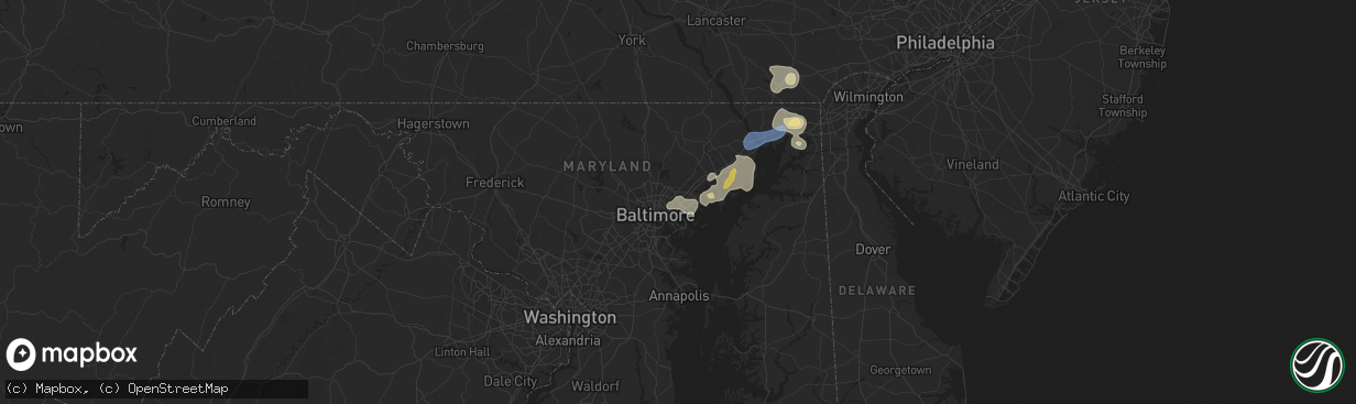 Hail map in Rosedale, MD on August 2, 2024