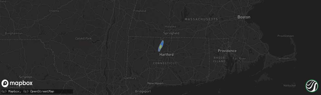 Hail map in Simsbury, CT on August 2, 2024