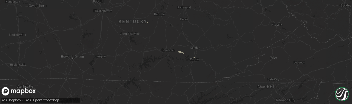 Hail map in Somerset, KY on August 2, 2024