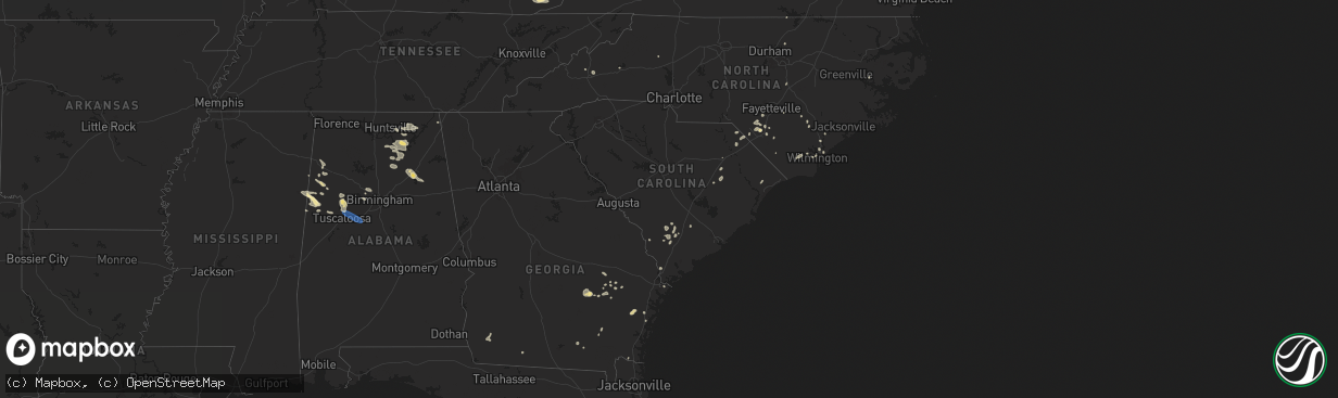 Hail map in South Carolina on August 2, 2024