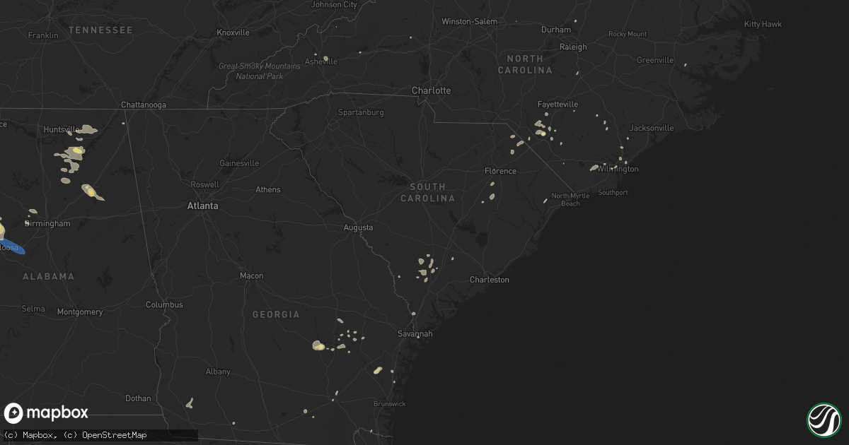 Hail map in South Carolina on August 2, 2024