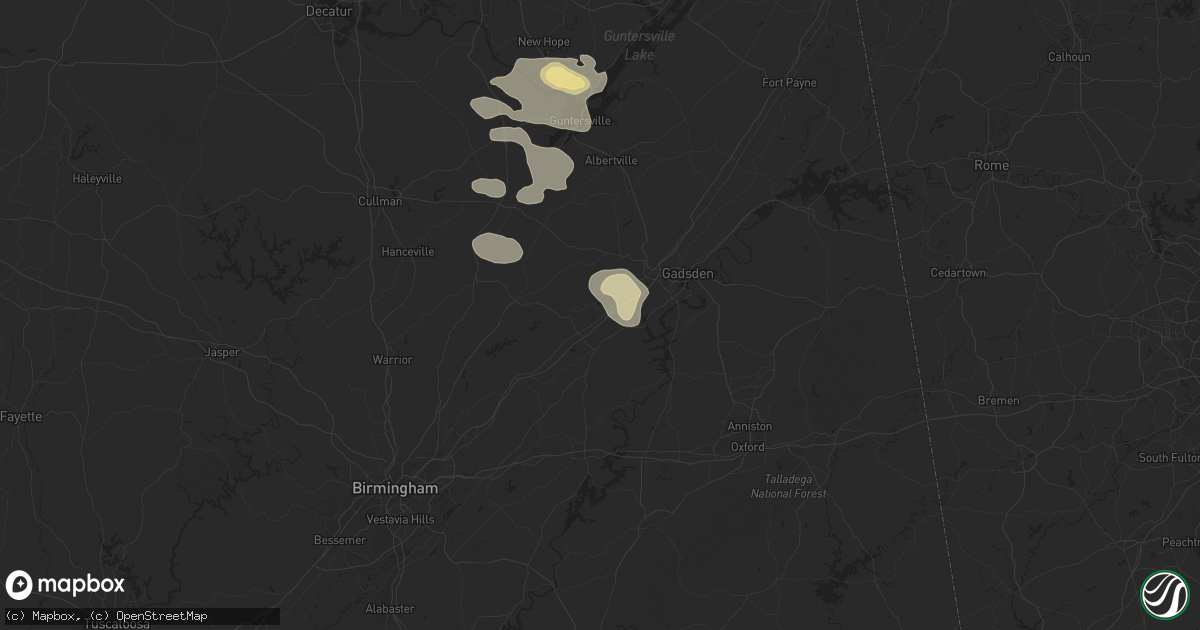 Hail map in Steele, AL on August 2, 2024