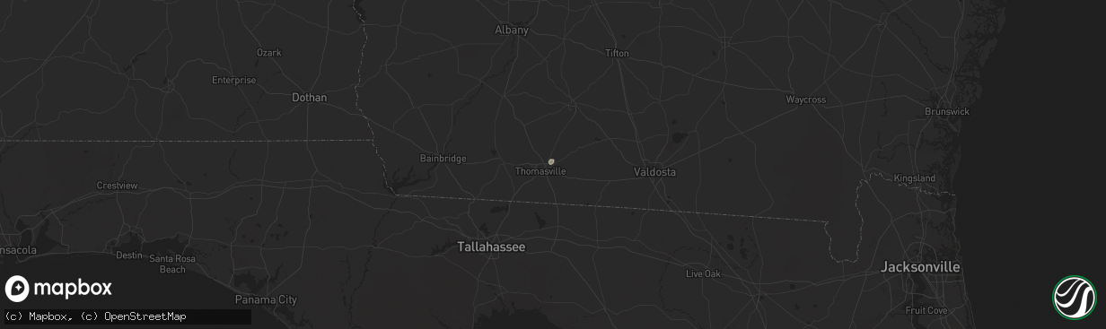 Hail map in Thomasville, GA on August 2, 2024