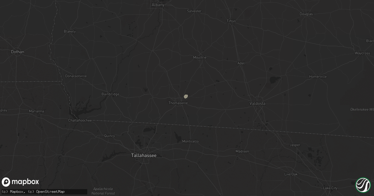 Hail map in Thomasville, GA on August 2, 2024