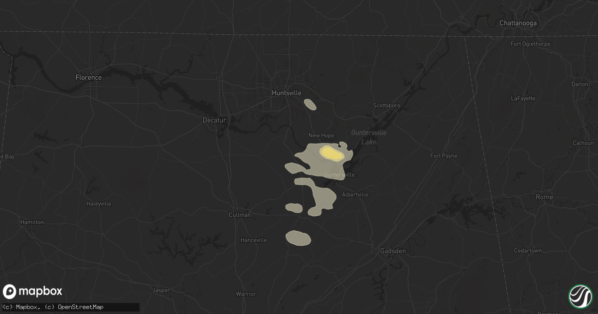 Hail map in Union Grove, AL on August 2, 2024