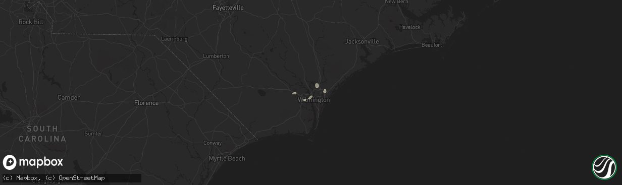 Hail map in Wilmington, NC on August 2, 2024