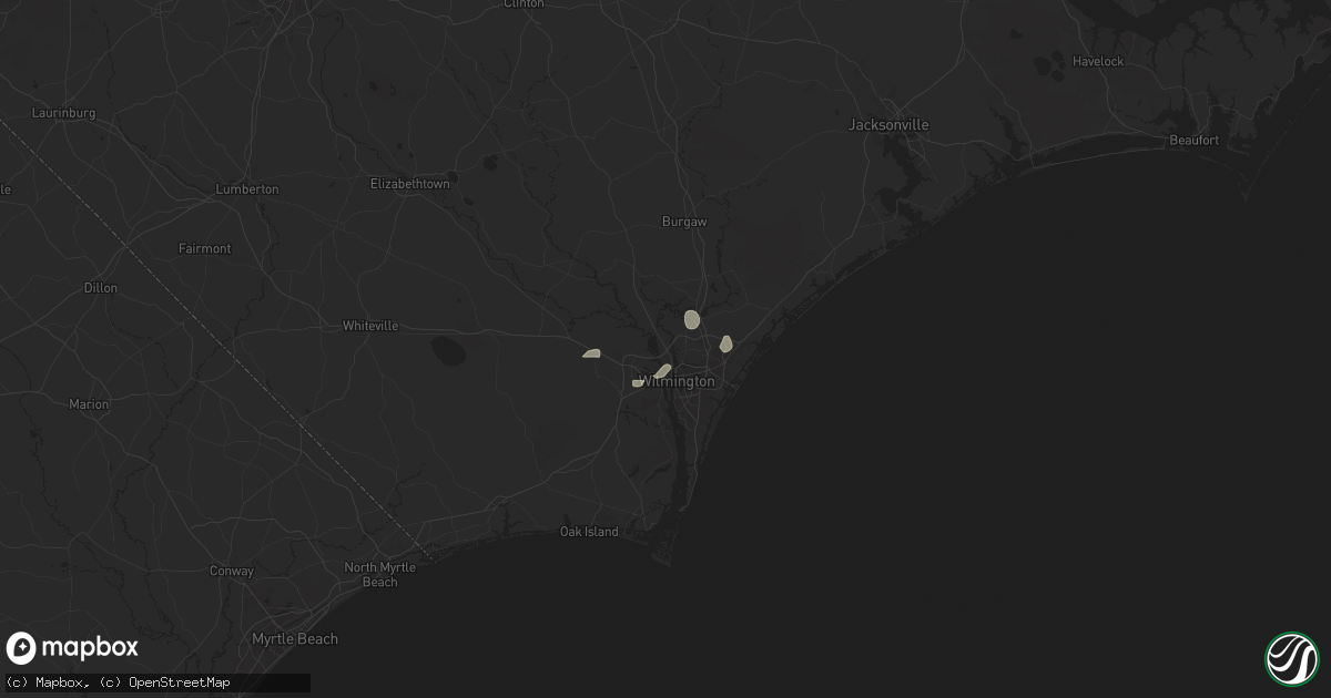 Hail map in Wilmington, NC on August 2, 2024