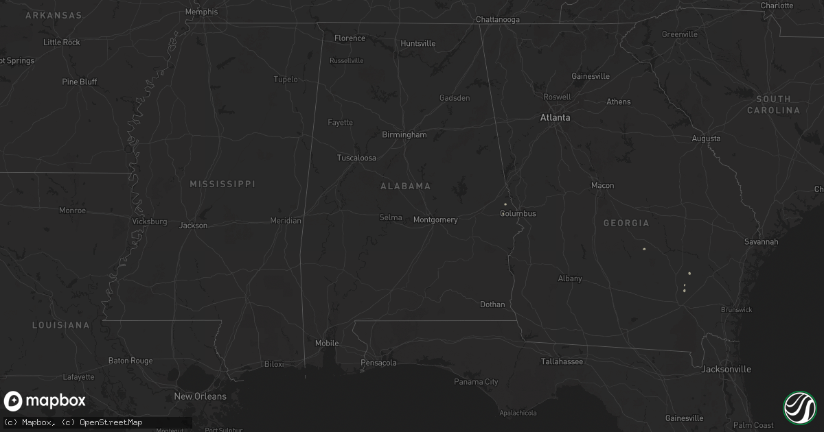 Hail map in Alabama on August 2, 2025