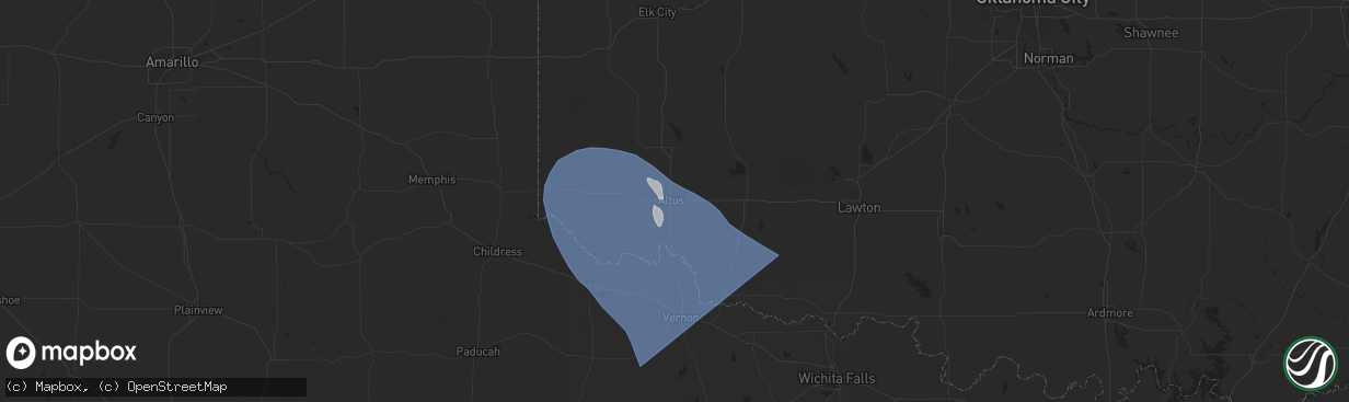 Hail map in Altus, OK on August 2, 2025