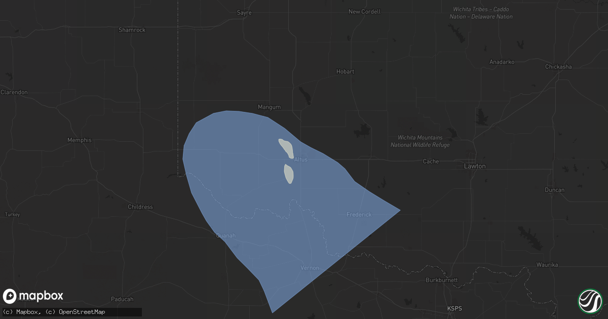 Hail map in Altus, OK on August 2, 2025