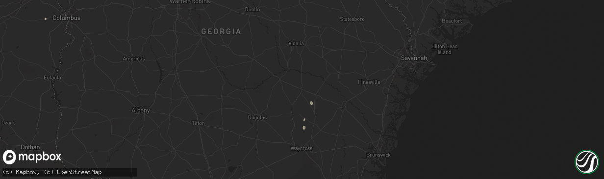 Hail map in Baxley, GA on August 2, 2025