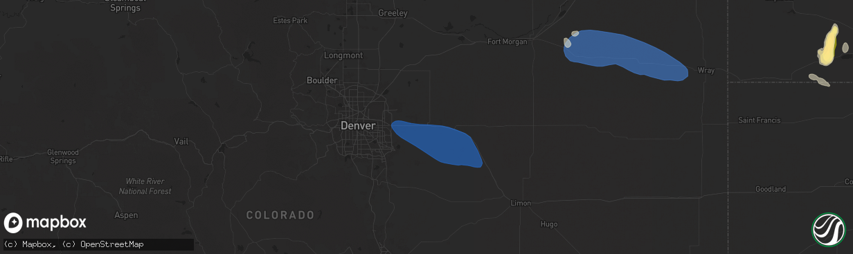 Hail map in Bennett, CO on August 2, 2025