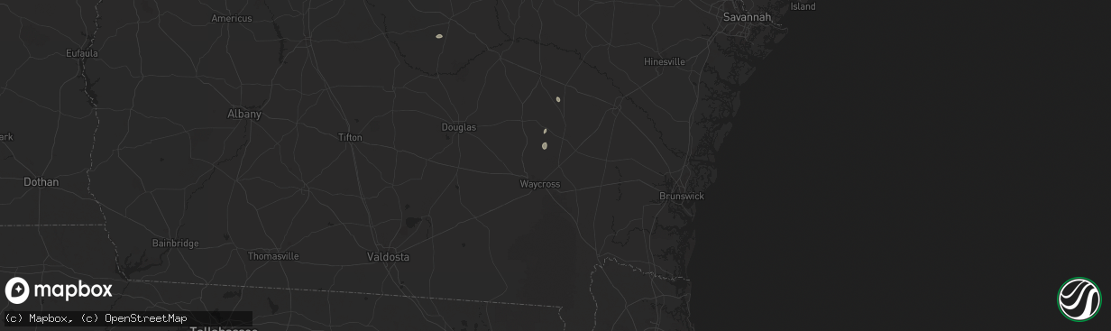 Hail map in Blackshear, GA on August 2, 2025