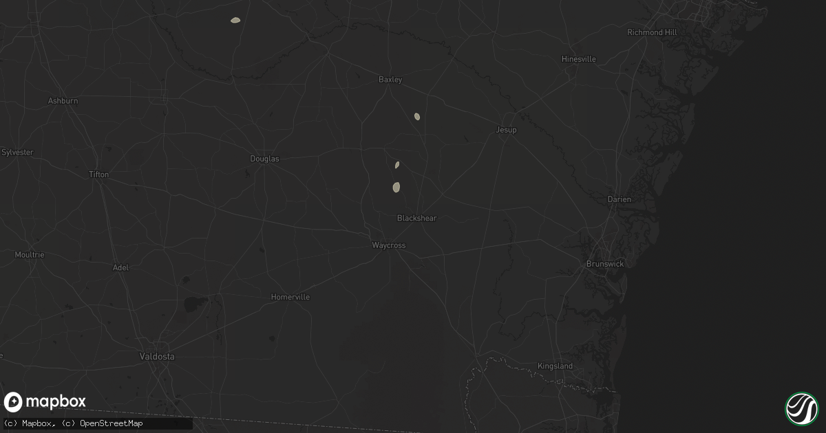 Hail map in Blackshear, GA on August 2, 2025