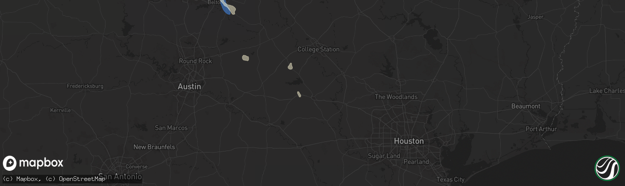 Hail map in Brenham, TX on August 2, 2025