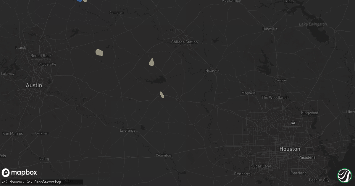 Hail map in Brenham, TX on August 2, 2025