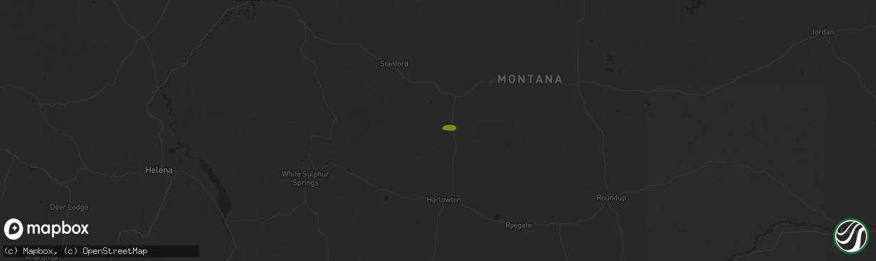 Hail map in Buffalo, MT on August 2, 2025