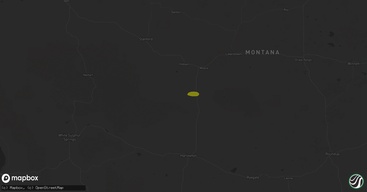 Hail map in Buffalo, MT on August 2, 2025