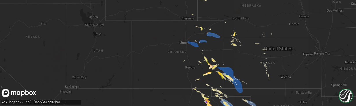 Hail map in Colorado on August 2, 2025