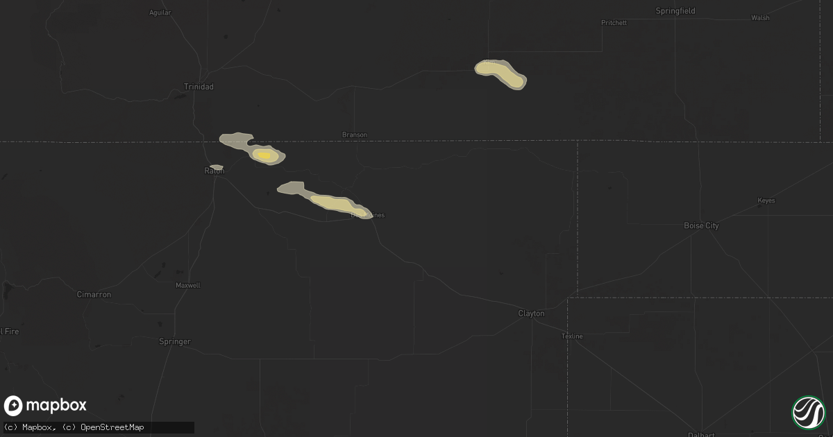 Hail map in Des Moines, NM on August 2, 2025